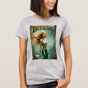 Believe Women's Mermaid Tee - Magical Coastal Gift