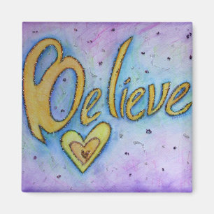 Believe Word Art Heart Custom Fridge Magnets