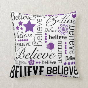 Believe Word Art Text Design Cushion