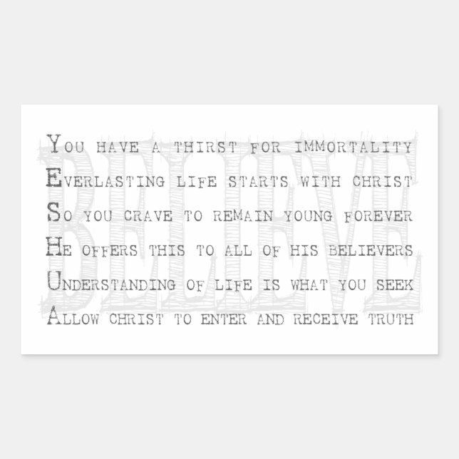 Believe Yeshua. Christian Rectangular Sticker (Front)