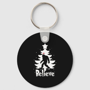 Believe Yeti Bigfoot Sasquatch Christmas Santa Key Ring
