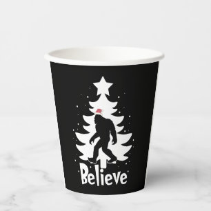 Believe Yeti Bigfoot Sasquatch Christmas Santa Paper Cups