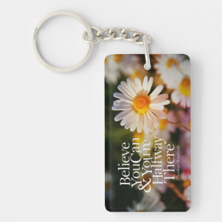 Believe You Can White Daisy Motivational Quote Key Ring