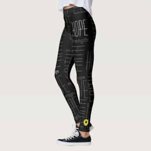 BelieveBig Courage Strength Grey on black Leggings