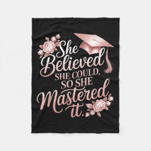 Believed Could Mastered Floral Rose Grad Fleece Blanket