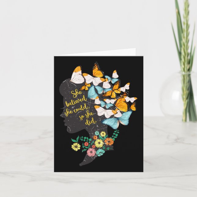 Believed She Could So She Did Shirt Feminist  Card (Front)