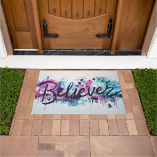 Believer Slogan Graffiti Doormat
