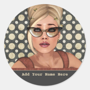 Belinda Beehive Retro Chic Personalised Stickers