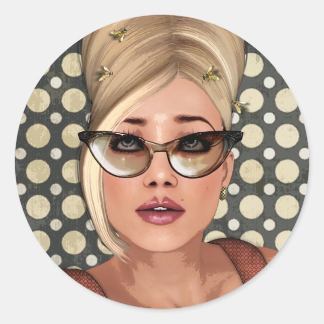 Belinda Beehive Retro Chic Stickers (Front)