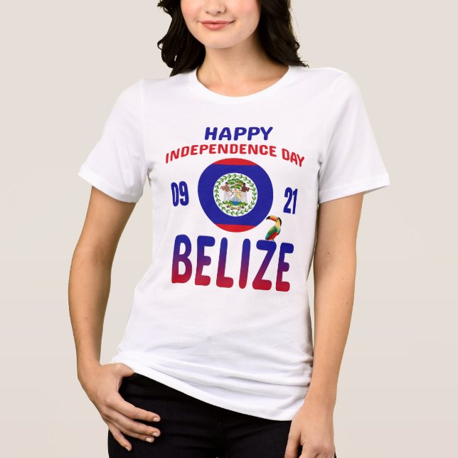 Belise 43rd Independence Day Belizean Pride Flag Tri-Blend Shirt (Front)