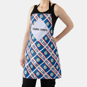 Belise and Belizean Flag Tiled with Your Name Apron