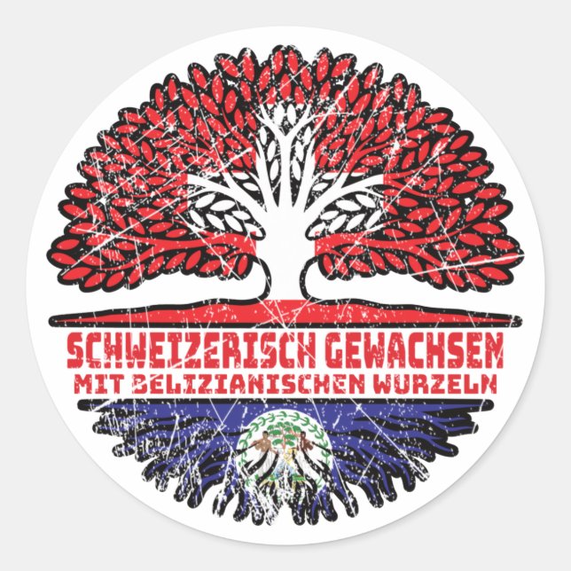 Belise Belizanisch Schweizer Schweiz Baum Wurzel Classic Round Sticker (Front)