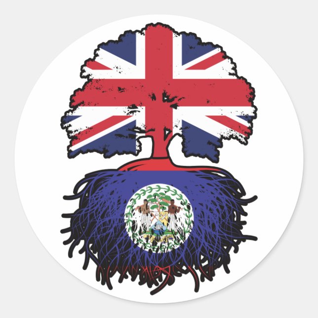 Belise Belizean British UK Tree Roots Flag Classic Round Sticker (Front)