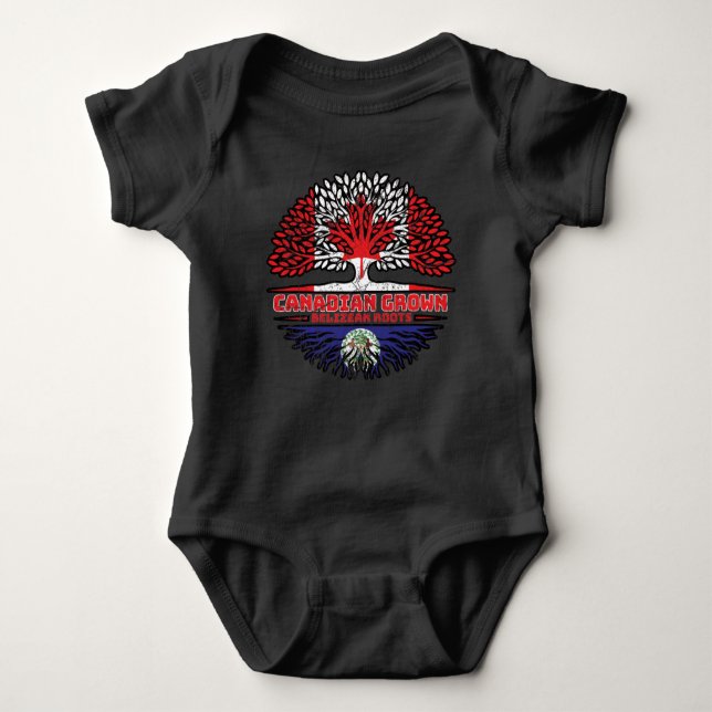 Belise Belizean Canadian Canada Tree Roots Flag Baby Bodysuit (Front)