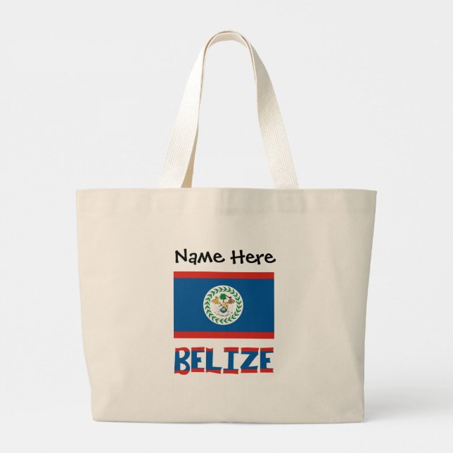 Belise Belizean Flag Personalised Name Large Tote Bag (Back)