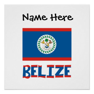 Belise Belizean Flag Personalised Poster