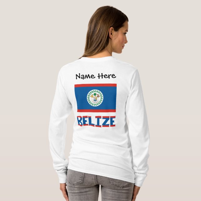 Belise Belizean Flag Personalised  T-Shirt (Back Full)