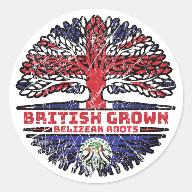 Belise Belizean Uk United Kingdom British Tree Classic Round Sticker (Front)