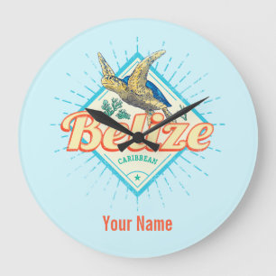 Belise Caribbean Retro Turtle Vintage Souvenir Large Clock