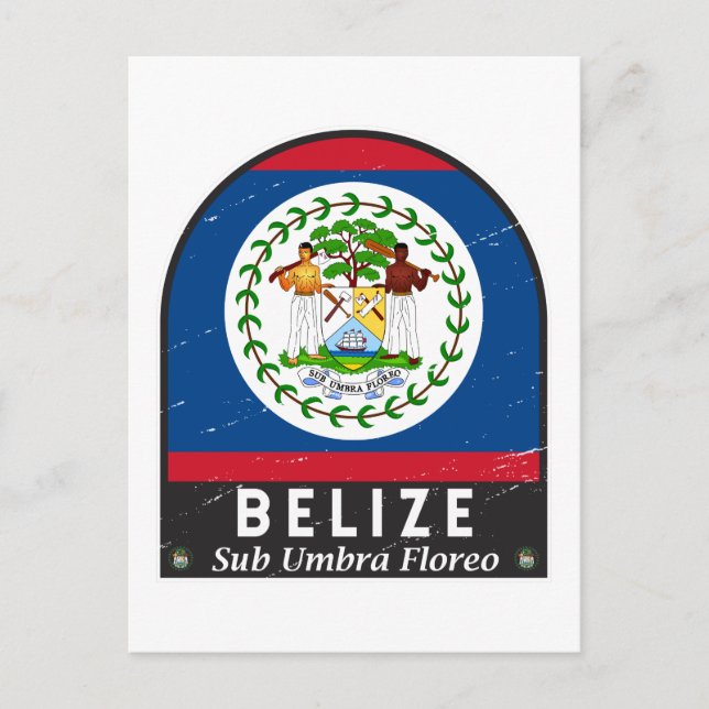 Belise Flag Emblem Distressed Vintage Postcard (Front)
