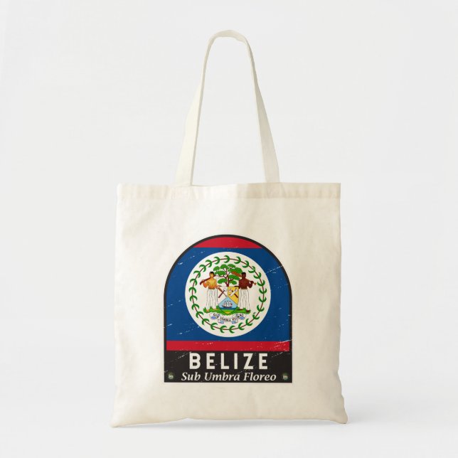 Belise Flag Emblem Distressed Vintage Tote Bag (Front)