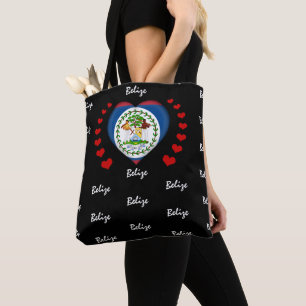 Belise Flag & Heart Belise Flag fashion /sport Tote Bag