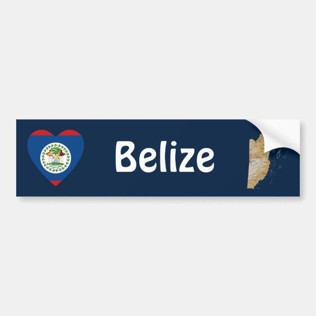 Belise Flag Heart + Map Bumper Sticker (Front)