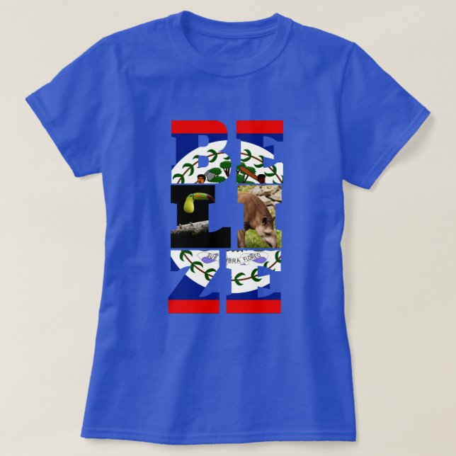 Belise Flag, Tapir & Toucan Bird T-Shirt (Design Front)