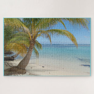 Belise Palm Tree Beach Caribbean Ocean Seascape Jigsaw Puzzle