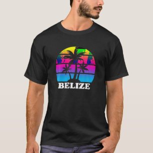 Belise Retro Palm Tree Sunset Caribbean Vacation B T-Shirt