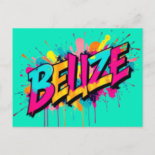 Belise teal graffiti style greeting Postcard