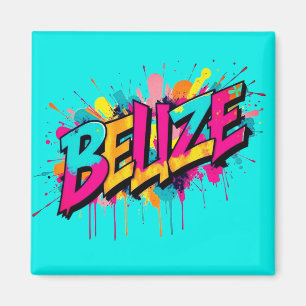 Belise teal graffiti style travel vacation magnet