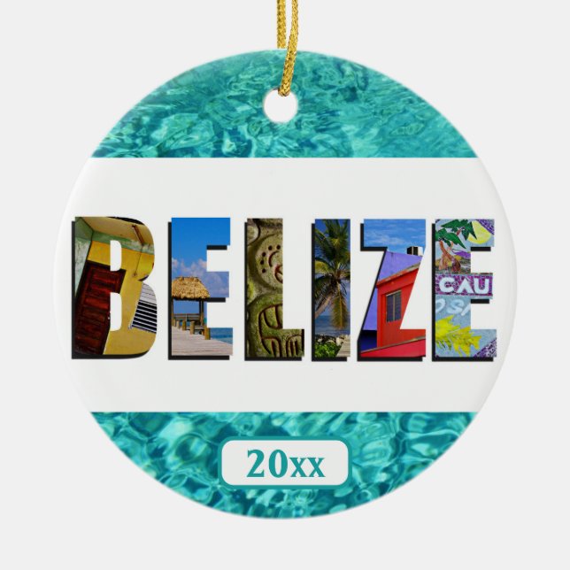 Belise Tropical Beach Blue Ocean Christmas Ceramic Tree Decoration (Front)