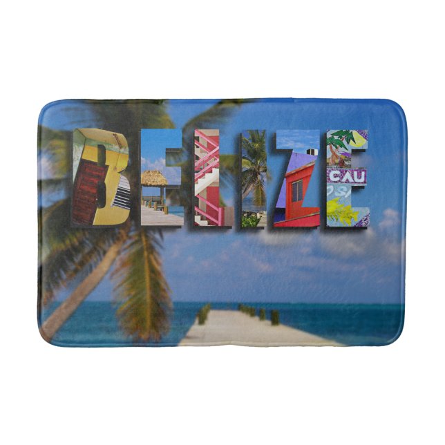 Belise Tropical Beach Blue Ocean Travel Photo Bath Mat (Front)