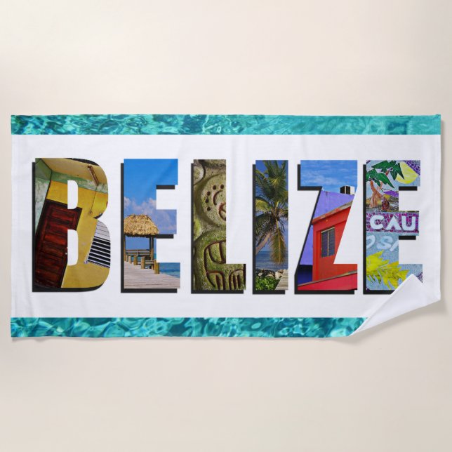 Belise Tropical Beach Blue Ocean Travel Photo Towel (Front)