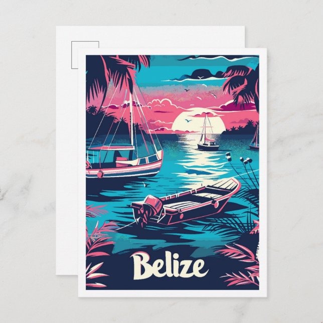 Belise Vintage Travel Illustration Postcard (Front/Back)