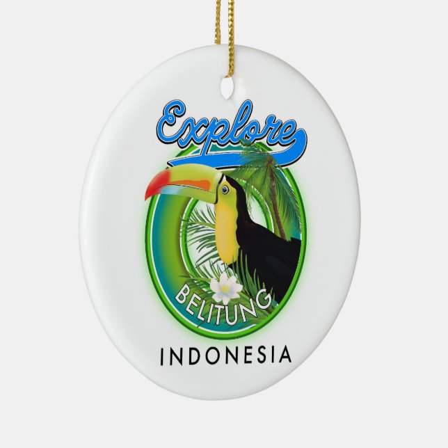Belitung Indonesia travel logo Ceramic Tree Decoration (Right)