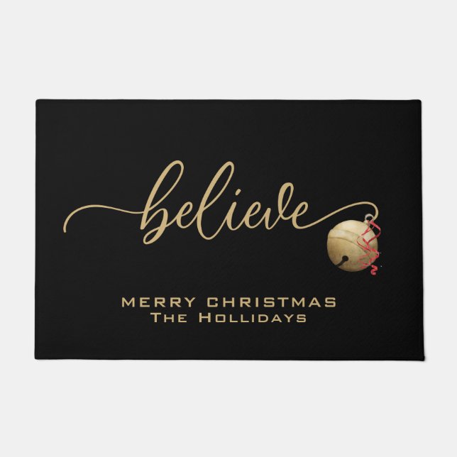 BELIVE Script with Single Jingle Bell Doormat (Front)