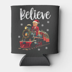 Belive Trump Riding a Train Christmas Santa Apron Can Cooler