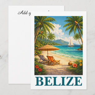 Belize Caribbean Tropical Vintage Travel Card