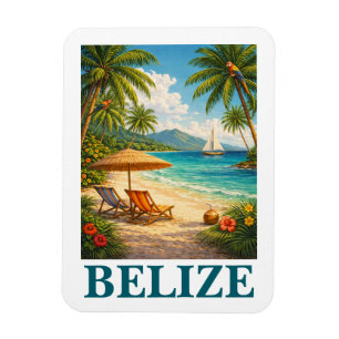 Belize Caribbean Tropical Vintage Travel Magnet