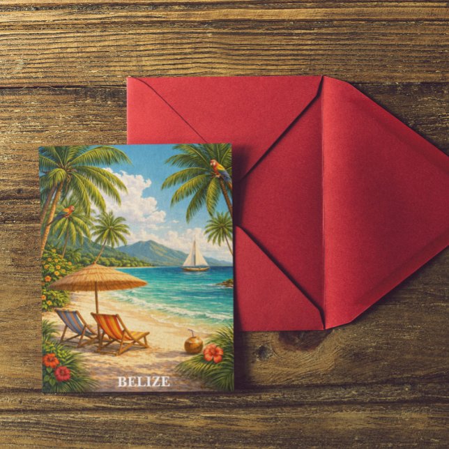 Belize Caribbean Tropical Vintage Travel Postcard (Belize Caribbean Tropical Vintage Travel Postcard)