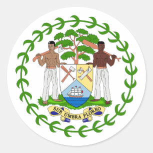 Belize country coat arms symbol emblem flag classic round sticker
