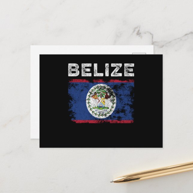 Belize Flag Distressed - Belizean Flag Postcard (Front/Back In Situ)