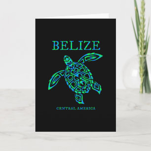 Belize Sea Turtle Retro Boys Girls Womens Vacation Card
