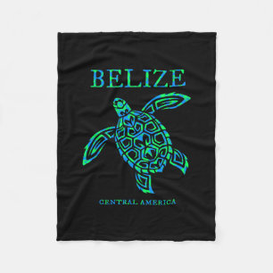 Belize Sea Turtle Retro Boys Girls Womens Vacation Fleece Blanket