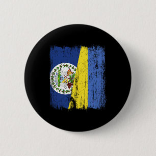 Belize Ukraine Half Flag Belizean Ukrainian Herita 6 Cm Round Badge