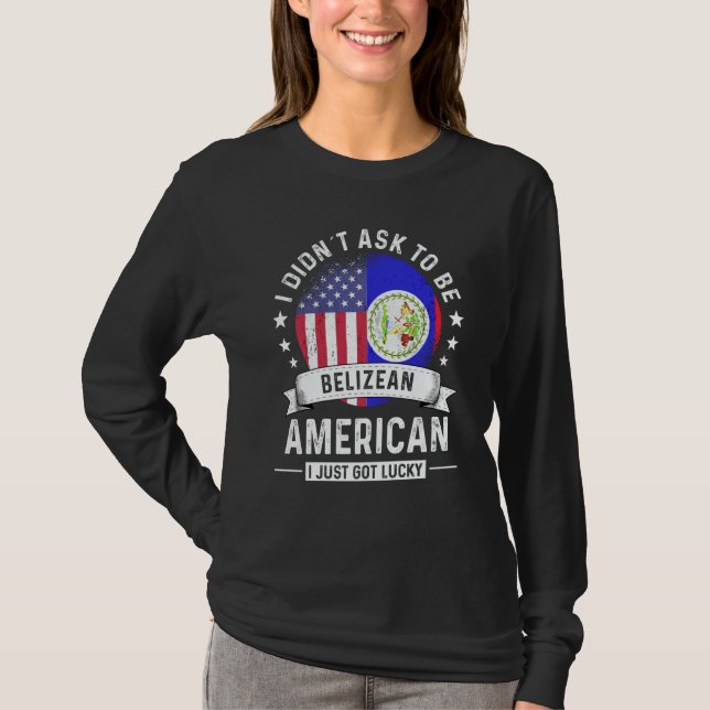 Belizean American Patriot Grown Humor Flag T-Shirt (Front)