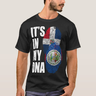 Belizean And Dominican Mix DNA Flag Heritage Gift  T-Shirt