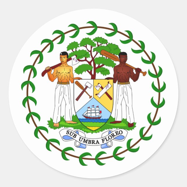 Belizean Coat of Arms, Belise Classic Round Sticker (Front)